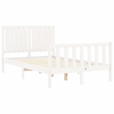 vidaXL Bed Frame without Mattress White Small Double Solid Wood Pine