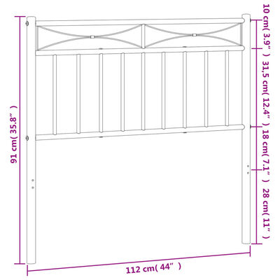 vidaXL Metal Headboard Black 107 cm