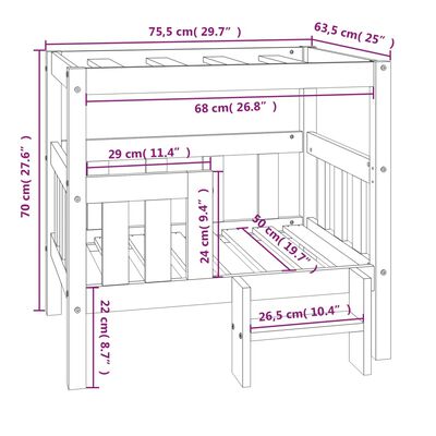 vidaXL Dog Bed White 75.5x63.5x70 cm Solid Wood Pine