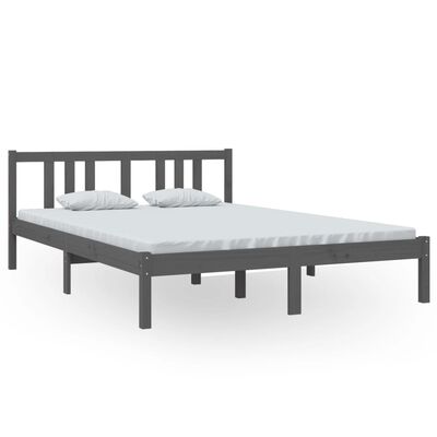 vidaXL Bed Frame without Mattress Grey Solid Wood 140x200 cm