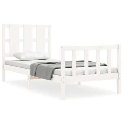 vidaXL Bed Frame without Mattress White Small Single Solid Wood Pine