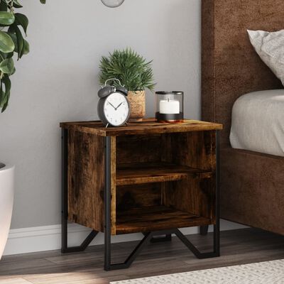 vidaXL Bedside Cabinet Smoked Oak 40x30x40 cm Engineered Wood