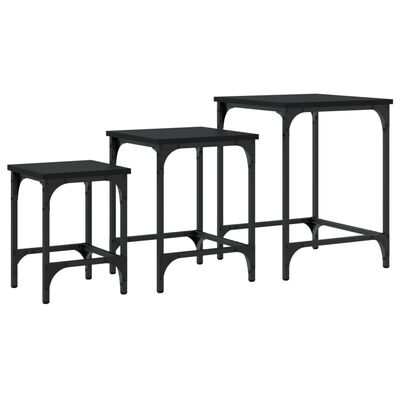 vidaXL Nesting Coffee Tables 3 pcs Black Engineered Wood