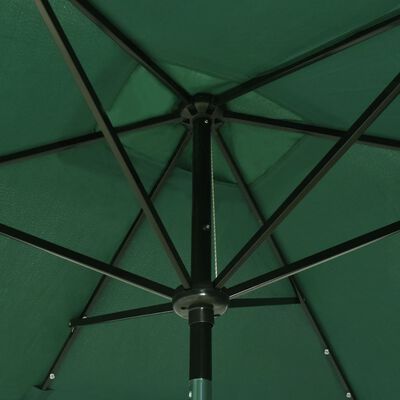 vidaXL Garden Parasol with LEDs and Steel Pole Green 2x3 m