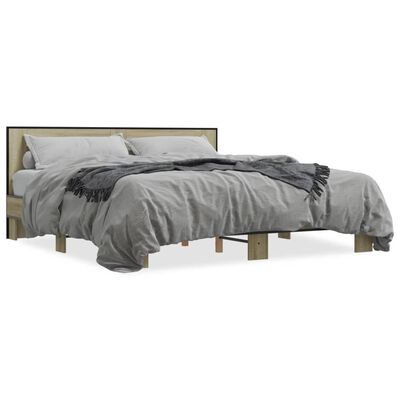 vidaXL Bed Frame without Mattress Sonoma Oak 180x200 cm Super King