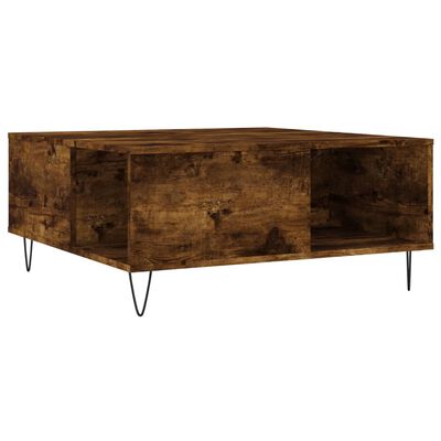 vidaXL Coffee Table Smoked Oak 80x80x36.5 cm Engineered Wood