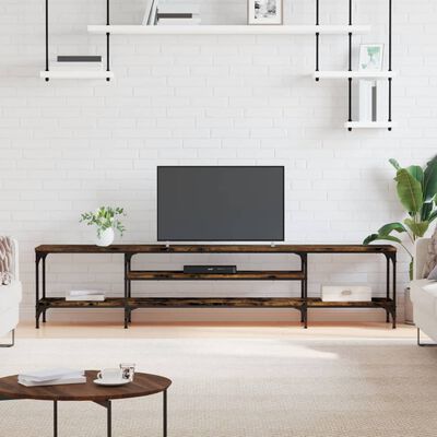 vidaXL TV Cabinet Smoked Oak 201x35x45 cm Engineered Wood&Iron