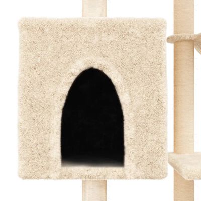 vidaXL Cat Tree with Sisal Scratching Posts Cream 131 cm