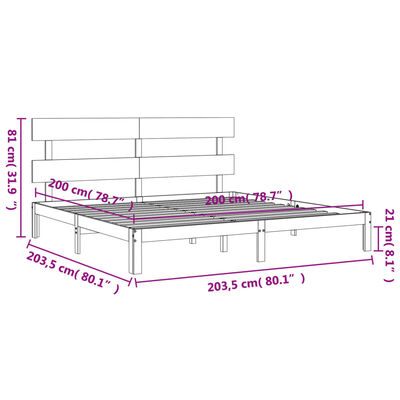 vidaXL Bed Frame without Mattress Honey Brown 200x200 cm Solid Wood Pine