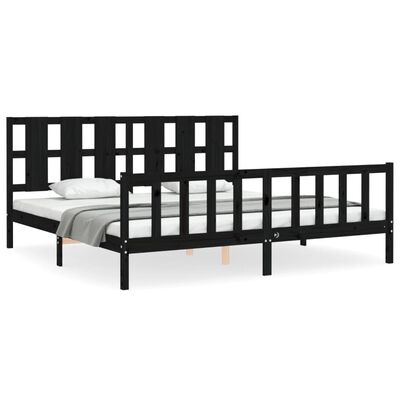 vidaXL Bed Frame without Mattress Black Solid Wood Pine