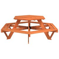 vidaXL Picnic Table for 6 Kids with Benches Hexagon Solid Wood Fir