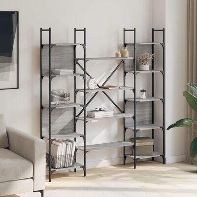 vidaXL Bookshelf Grey Sonoma 155.5x24x166.5 cm Engineered Wood