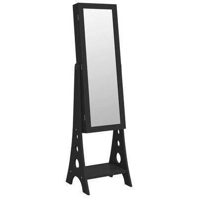 vidaXL Mirror Jewellery Cabinet with LED Lights Free Standing Black