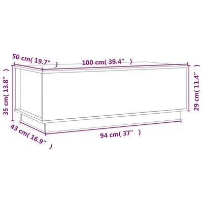 vidaXL Coffee Table Grey 100x50x35 cm Solid Wood Pine