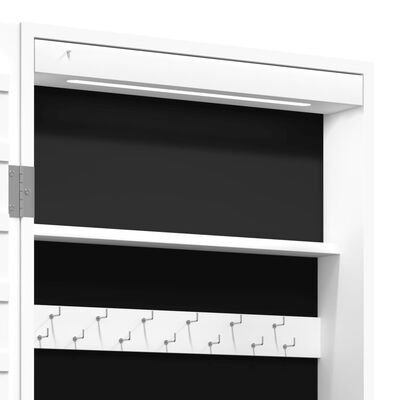 vidaXL Mirror Jewellery Cabinet with LED Lights Wall Mounted White