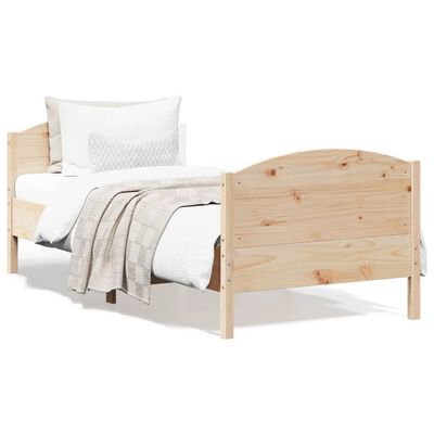 vidaXL Bed Frame without Mattress 75x190 cm Small Single Solid Wood Pine