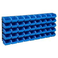 vidaXL 48 Piece Storage Bin Kit with Wall Panels Blue and Black