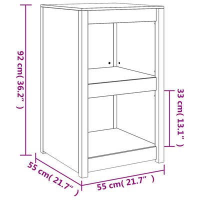 vidaXL Outdoor Kitchen Cabinet 55x55x92 cm Solid Wood Pine