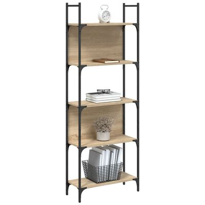 vidaXL Bookshelf 5-Tier Sonoma Oak 60.5x24x166.5 cm Engineered Wood