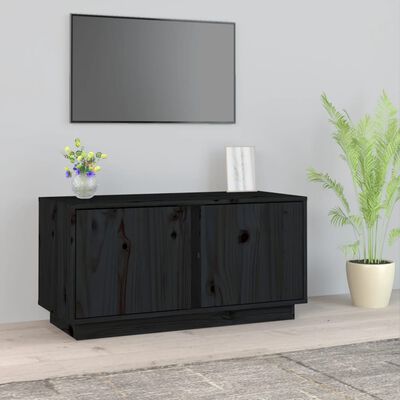 vidaXL TV Cabinet Black 80x35x40.5 cm Solid Wood Pine