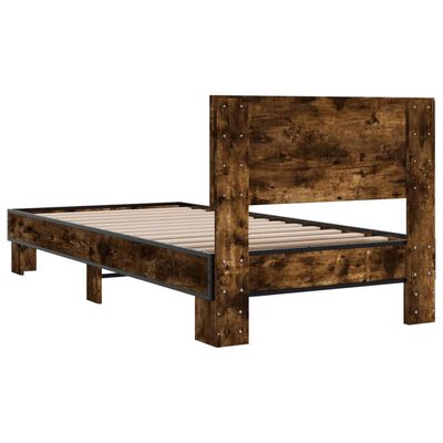 vidaXL Bed Frame without Mattress Smoked Oak 100x200 cm