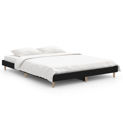 vidaXL Bed Frame without Mattress Black 140x190 cm Engineered Wood