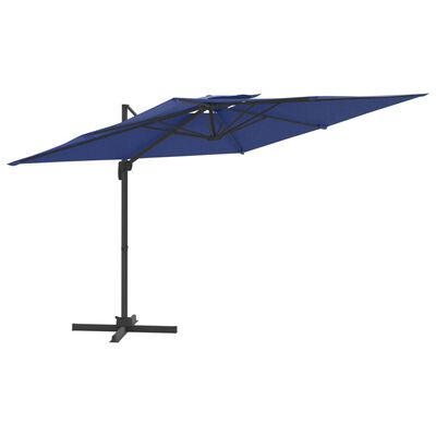 vidaXL Double Top Cantilever Garden Parasol Azure Blue 300x300 cm