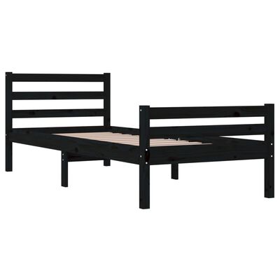 vidaXL Bed Frame without Mattress Black Solid Wood 75x190 cm Small Single