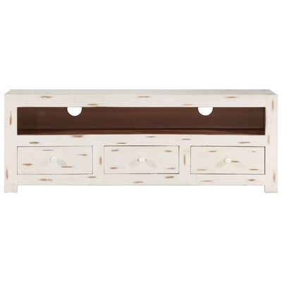 vidaXL TV Cabinet Solid Wood Acacia 110x30x40 cm White