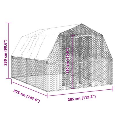 vidaXL Bird Cage with Roof and Door Silver Galvanised Steel