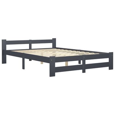 vidaXL Bed Frame without Mattress Dark Grey Solid Pine Wood 120x200 cm