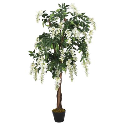 vidaXL Artificial Wisteria Tree 840 Leaves 120 cm Green and White