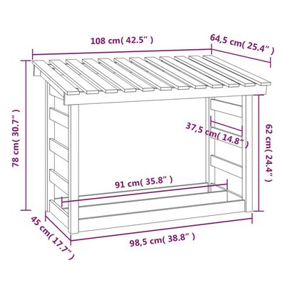 vidaXL Firewood Rack White 108x64.5x78 cm Solid Wood Pine