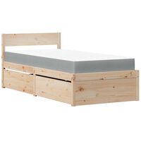vidaXL Bed with Drawers and Mattress 90x200 cm Solid Wood Pine