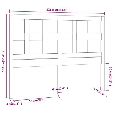 vidaXL Bed Headboard White 125.5x4x100 cm Solid Wood Pine