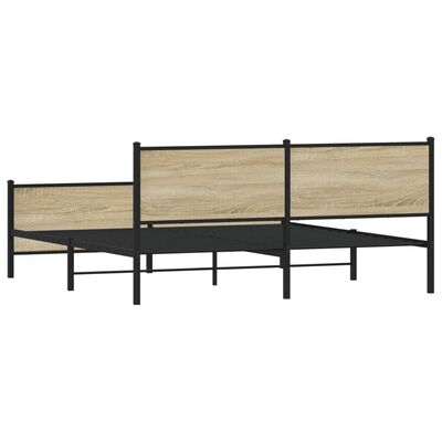 vidaXL Metal Bed Frame without Mattress Sonoma Oak 193x203 cm