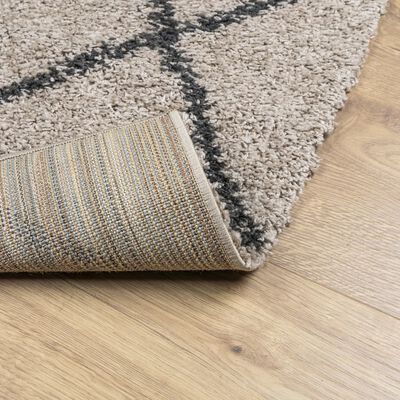 vidaXL Shaggy Rug PAMPLONA High Pile Modern Beige and Anthracite 140x200 cm