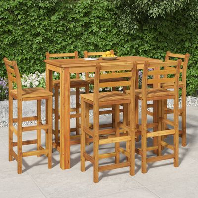 vidaXL 7 Piece Garden Bar Set Solid Wood Acacia