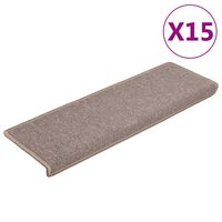 vidaXL Carpet Stair Treads 15 pcs 65x21x4 cm Light Brown