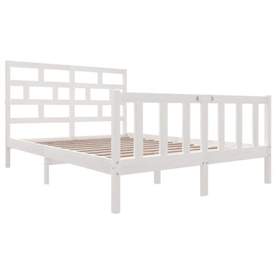 vidaXL Bed Frame without Mattress White Solid Wood 140x200 cm (810083+814195)