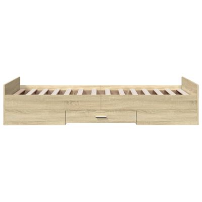 vidaXL Bed Frame with Drawers without Mattress Sonoma Oak 75x190 cm Small Single