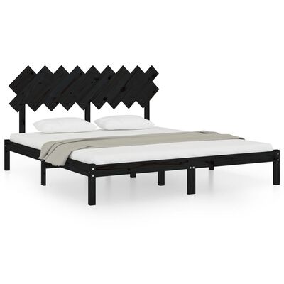 vidaXL Bed Frame without Mattress Black 180x200 cm Super King Solid Wood