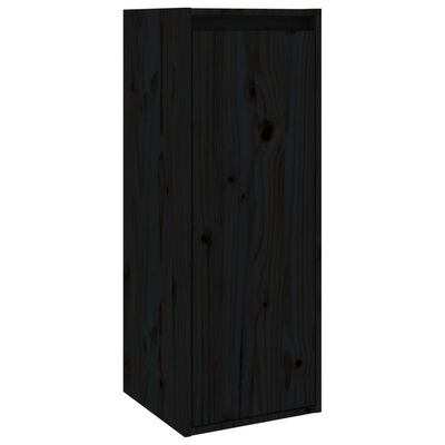 vidaXL TV Cabinets 2 pcs Black Solid Wood Pine