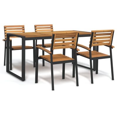 vidaXL 5 Piece Garden Dining Set Solid Wood Acacia and Metal