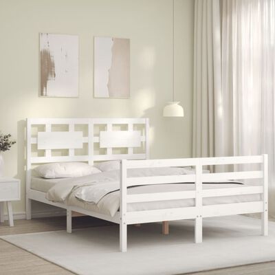 vidaXL Bed Frame without Mattress White 140x200 cm Solid Wood