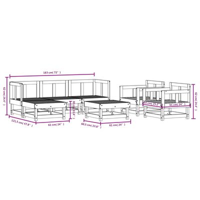 vidaXL 7 Piece Garden Lounge Set Impregnated Wood Pine