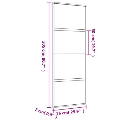 vidaXL Sliding Door Gold 76x205 cm Frosted ESG Glass and Aluminium