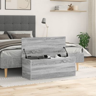 vidaXL Storage Box Grey Sonoma 90x35x35 cm Engineered Wood