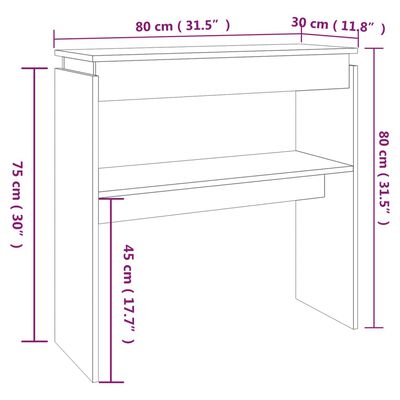 vidaXL Console Table Brown Oak 80x30x80 cm Engineered Wood