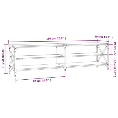 vidaXL TV Cabinet Grey Sonoma 180x40x50 cm Engineered Wood